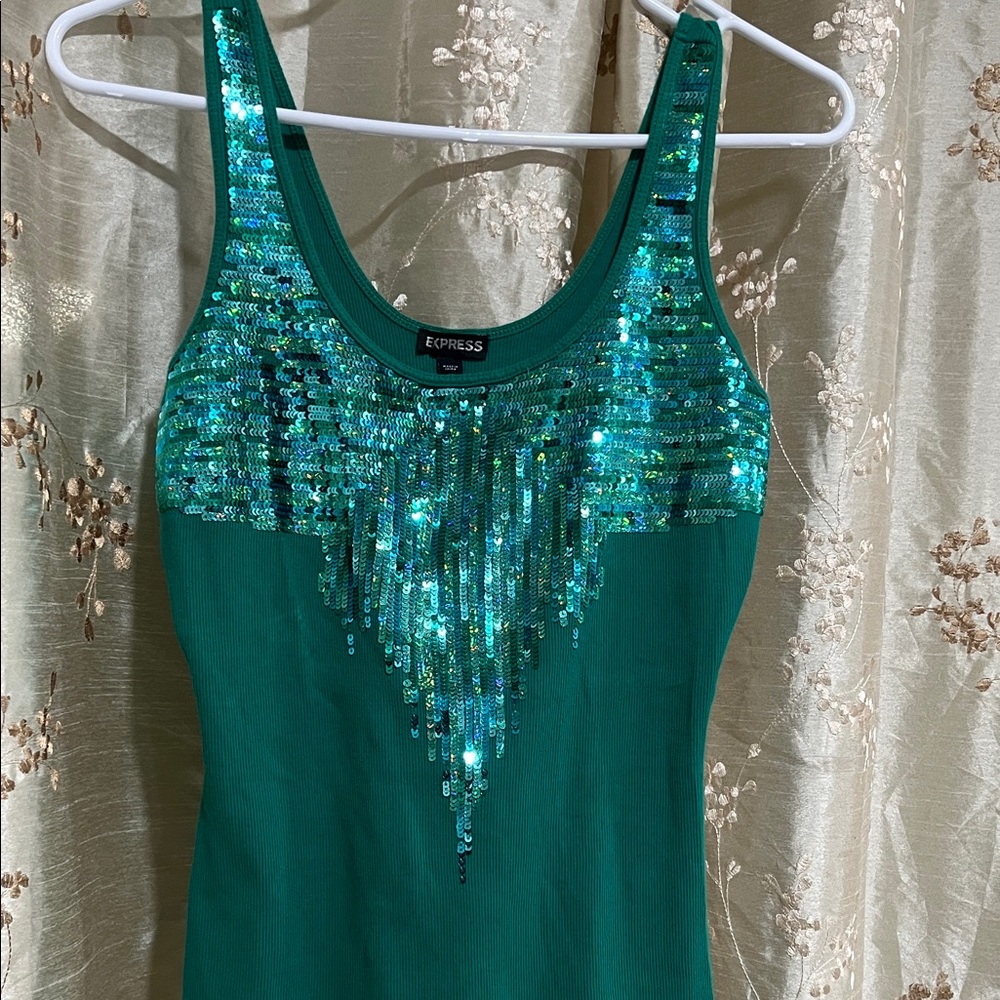 Express Teal Sequin Tank Top